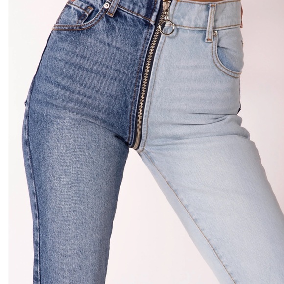 Revice Yin Yang Two Tone Crop Zipper Denim New Without Tag - Picture 3 of 13